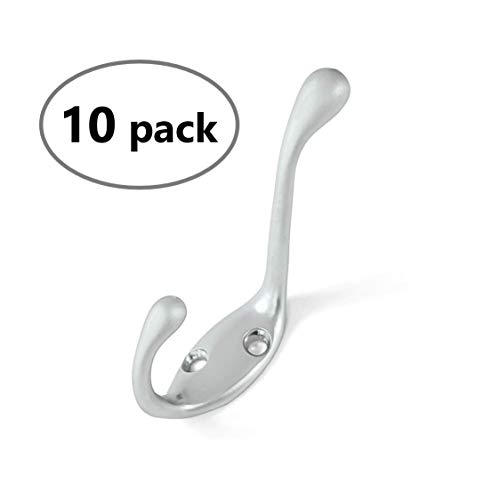 Product Cover Ambipolar Heavy Duty Decorative Dual Coat Hook/Hat Hook - Wall Mounted (Two Types of Screws Included), Double Coat Hanger, 3-1/2