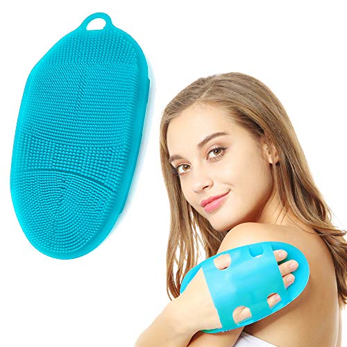 Product Cover INNERNEED Soft Silicone Body Scrubber Exfoliating Glove Shower Cleansing Brush, SPA Massage Skin Care Tool, for Sensitive and all Kinds of Skin (Blue)