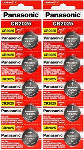 Product Cover Panasonic CR2025-10 CR2025 3V Lithium Coin Battery (Pack of 10)