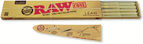 Product Cover RAW Classic Natural Unrefined Pre Rolled Cones - 20 Cones Per Pack - Lean Size (1 Pack)