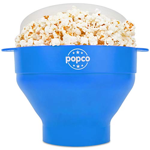 Product Cover The Original Popco Silicone Microwave Popcorn Popper with Handles, Silicone Popcorn Maker, Collapsible Bowl Bpa Free and Dishwasher Safe - 10 Colors Available (Light Blue)