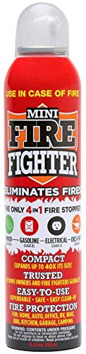 Product Cover Mini Firefighter All Purpose Fire Extinguisher Classes ABCK Gasoline, Kitchen Grease Oil and Fats, Electric and Wood Fires for Home Apartment Office Student Boat RV Camping, 1-Pack MFF01