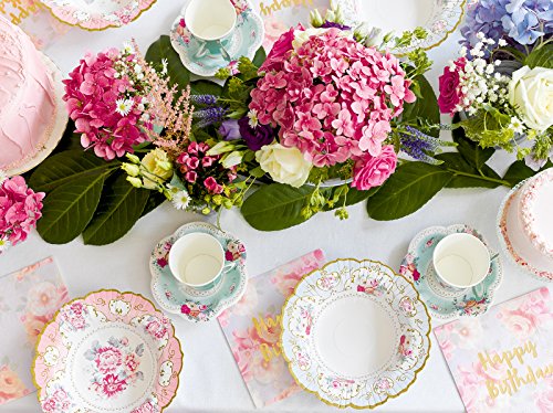 Product Cover Talking Tables TS6-BOWL Truly Scrumptious Tea Party Vintage Floral Bowls, Pink And Blue