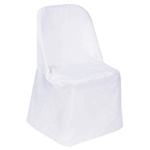 Product Cover Efavormart 10pcs Polyester Linen White Folding Chair Cover Dinning Chair Slipcover for Wedding Party Event Banquet Catering