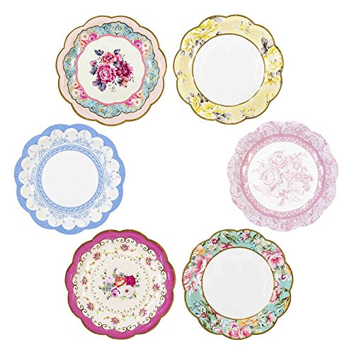 Product Cover Talking Tables Tea Party | Vintage Floral Paper Plates Small | Truly Scrumptious Party Plates | Great For Birthday Party, Baby Shower, Wedding And Anniversary | 12 Count