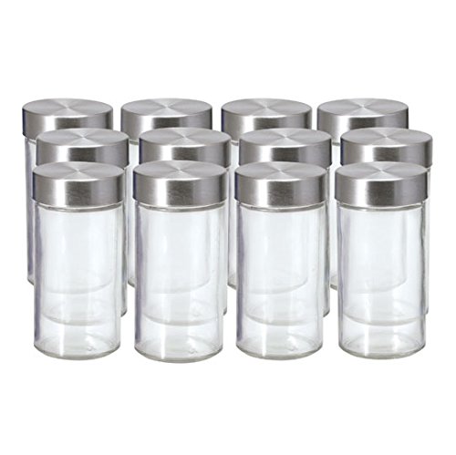 Product Cover Kamenstein Set of 12 Glass Spice Jars (Set of 12, with Stainless Steel Caps)