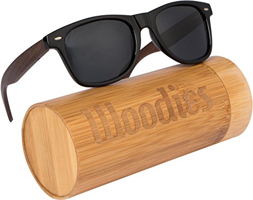 Product Cover Woodies Walnut Wood Sunglasses with Polarized Lens in Bamboo Tube Packaging