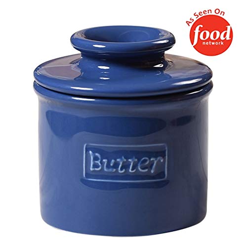 Product Cover Butter Bell - The Original Butter Bell Crock by L. Tremain, French Ceramic Butter Dish, Café Retro Collection, Royal Blue