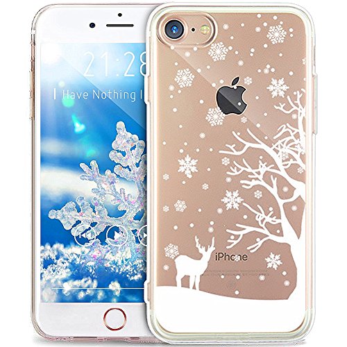 Product Cover iPhone 8 Case,iPhone 7 Case,ikasus Ultra Thin Soft TPU Case,Christmas Snowflake Series,Soft Silicone Rubber Bumper Case,Crystal Clear Soft Floral Silicone Back Cover for iPhone 8/7,#3