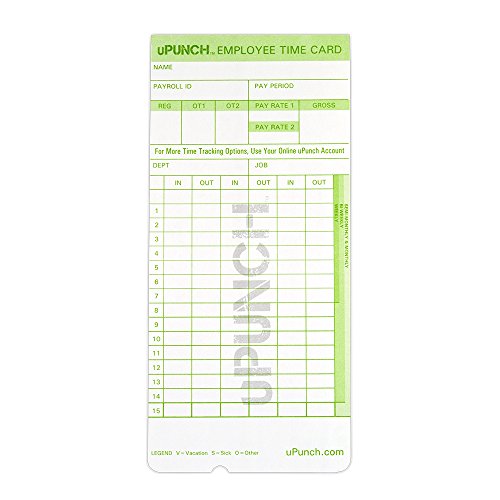 Product Cover uPunch 300 Time Cards for Green HN3000 AutoAlign Time Clocks (HNTCG1300)