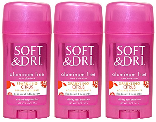 Product Cover Soft & Dri Aluminum Free Deodorant, Sparkling Citrus Scent (Formerly Powder Fresh), 2.3 oz, Pack of 3