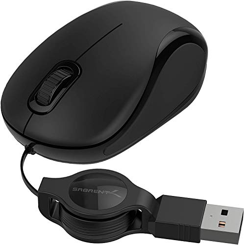 Product Cover Sabrent Mini Travel USB Optical Mouse Mice with Retractable Cable (MS-OPMN)