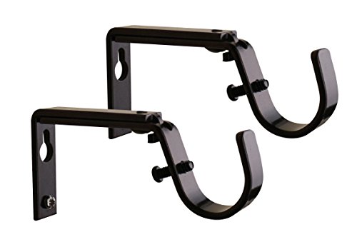 Product Cover Meriville Set of 2 Oil-Rubbed Bronze Curtain Drapery Rod Bracket for 1-Inch and 1 1/8-Inch Rod, Adjustable