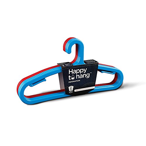 Product Cover Happy To Hang Denimation 6 Piece Polypropylene Hanger, Blue and Red