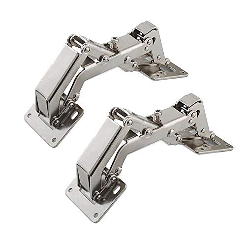Product Cover Qrity 2X Pack of Big Kitchen Cabinet Door Hinges Cupboard Door 170 Degree Hinges + 16 Fixing Screws - Large Angle Door Hinges - No Slot Required - Easy to Install