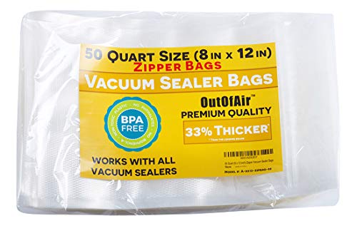 Product Cover 50 Zipper Vacuum Sealer Bags: Quart Size (8