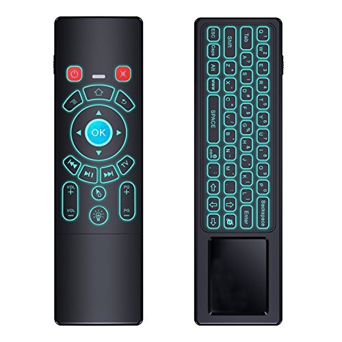 Product Cover Mini Wireless Keyboard/Air Remote Control/Mouse/Touchpad with Colorful Backlit, 2.4GHz Connection, Best for Android TV Box, HTPC, IPTV, PC, Raspberry pi 3,Pad and More Devices.
