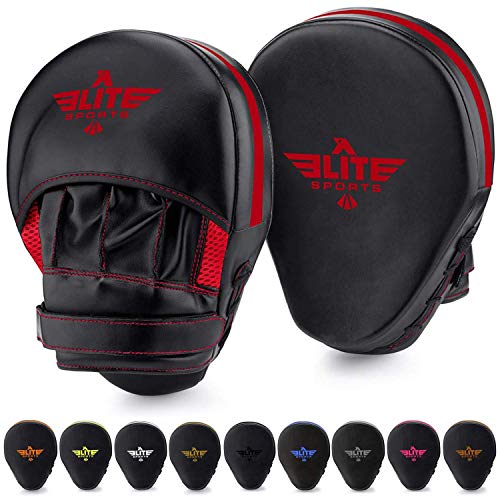 Product Cover Elite Sports Boxing Mitts for Muay Thai MMA Sparring Training Punching Focus Punch Target Mitts and Pads (Red)