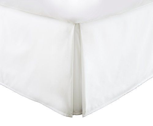 Product Cover Italian Luxury Hotel Collection Bed Skirt with 15-inch Drop - Double Brushed Microfiber Pleated Dust Ruffle - White - Queen