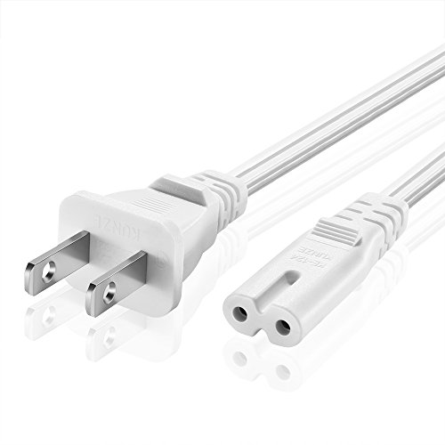 Product Cover TNP Universal 2 Prong Power Cord (10 Feet) - NEMA 1-15P to IEC320 C7 18AWG Figure 8 Shotgun Connector AC Power Supply Cable Wire Socket Plug Jack (White) Compatible with Apple TV, PS4, LED HDTV