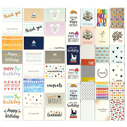 Product Cover 48 All Occasion Greeting Cards - Assorted Happy Birthday, Thank You, Wedding, Blank Designs, Envelopes Included - 4 x 6 Inches