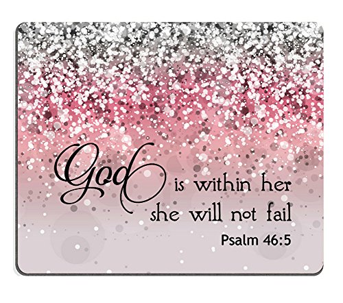 Product Cover Smooffly Psalm 46:5 God is Within Her,She Will not Fall- Bible Verse Pink Sparkles Glitter Pattern Mouse pad Mousepads
