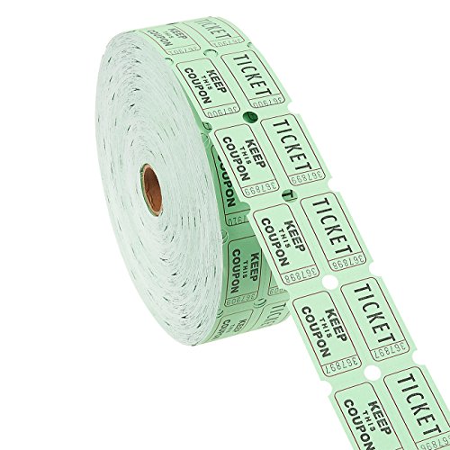 Product Cover Raffle Tickets Roll - Double Roll of 2000-Count 50/50 Ticket Coupons, Green