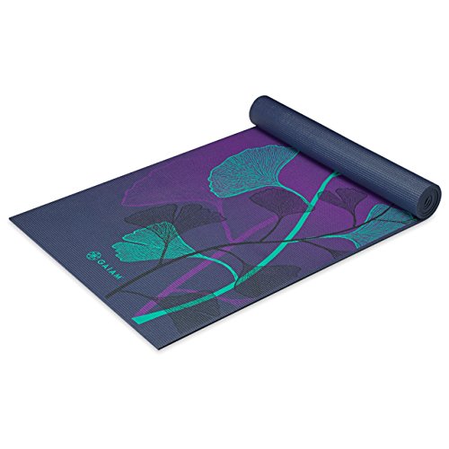 Product Cover Gaiam Yoga Mat Premium Print Extra Thick Non Slip Exercise & Fitness Mat for All Types of Yoga, Pilates & Floor Workouts, Lily Shadows, 6mm