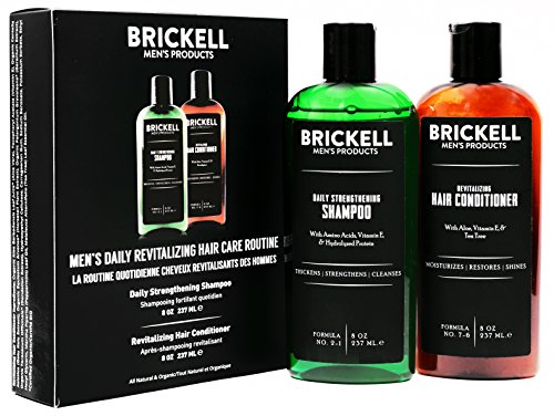 Product Cover Brickell Men's Daily Revitalizing Hair Care Routine, Mint and Tea Tree Oil Shampoo, Strength and Volume Enhancing Conditioner, New Formula, Natural and Organic