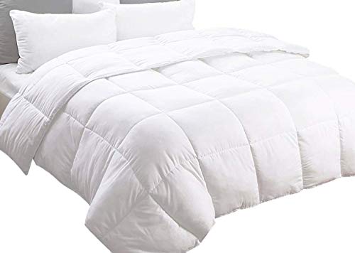Product Cover maiija Deluxe Comfy Goose Down Alternative Box Stitch Comforter with 2 Pillow Cases White (Full/Queen 88X88)