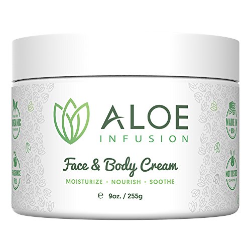 Product Cover Aloe Infusion Face & Body Moisturizer Cream - Organic Aloe Vera, Shea Butter, Coenzyme Q10, Grape Seed Oil, Kukui Nut Oil - For Acne, Eczema, Psoriasis, Sensitive Skin, Dry & Itchy Skin
