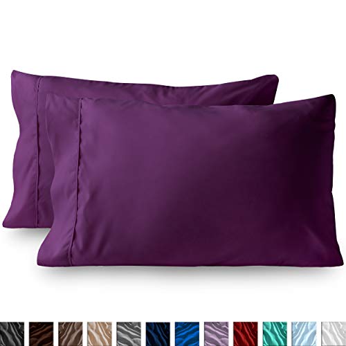 Product Cover Bare Home Premium 1800 Ultra-Soft Microfiber Pillowcase Set - Double Brushed - Hypoallergenic - Wrinkle Resistant (King Pillowcase Set of 2, Plum)