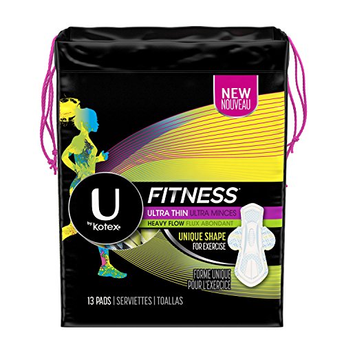 Product Cover U by Kotex Unscented Heavy Absorbency Fitness Ultra Thin Pads with Wings, 13 Count