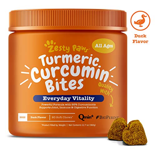 Product Cover Turmeric Curcumin for Dogs - With 95% Curcuminoids for Hip & Joint + Arthritis Support - Digestive & Mobility + Immune Dog Supplement - With Organic Turmeric, Coconut Oil & BioPerine - 90 Chew Treats