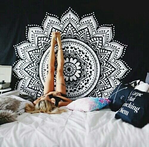 Product Cover Labhanshi Black White Mandala Tapestry, Indian Hippie Wall Hanging, Bohemian Queen Wall Hanging, Bedspread Beach Tapestry 82x92 inch