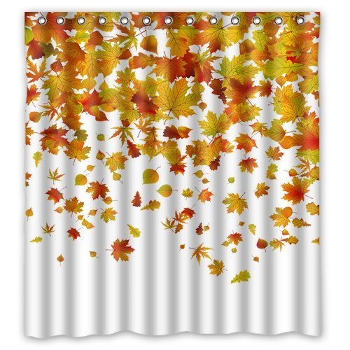 Product Cover FMSHPON Autumn Falling Maple Leaves Polyester Fabric Bathroom Shower Curtain Size 66 x 72 Inches