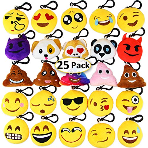 Product Cover Dreampark Emoji Keychain Mini Cute Plush Pillows, Halloween / Birthday Party Supplies Party Favors for Kids, Carnival Prizes for Kids Shool Classroom Rewards 2