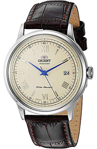 Product Cover Orient Men's 2nd Gen. Bambino Ver. 2 Stainless Steel Japanese-Automatic Watch with Leather Strap, Brown, 21 (Model: FAC00009N0)