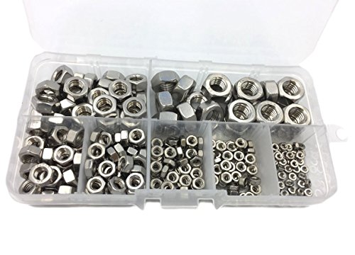 Product Cover HVAZI 280pcs Metric M2 M2.5 M3 M4 M5 M6 M8 304 Stainless Steel Hex Nuts Assortment Kit for Screw Bolt