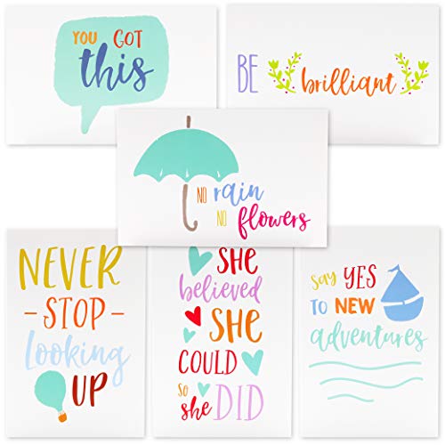 Product Cover Best Paper Greetings 48-Count Inspirational Quote Note Cards Bulk Box Set - 6 Unique Inspiring Motivational Designs with Envelopes, 4 x 6 Inches