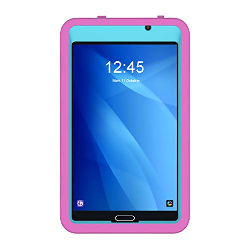 Product Cover Galaxy Tab A 7.0 Case, stargoldenbell Full Body Protection Case Cover 3-Layer Protective Armor ShockResistant/ScratchProof Case for Samsung Galaxy Tab A7 T280/T285 Tablet , Rose-carmine&Teal