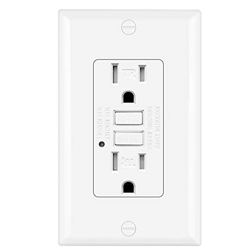 Product Cover BESTTEN Tamper-Resistant GFCI Outlet Receptacle (15Amp 125Volt), LED Indicator, Decor Wall Plate and Screws Included, ETL Certified, White