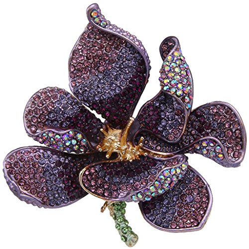 Product Cover EVER FAITH Women's Austrian Crystal Orchid Flower Petal Brooch Purple Gold-Tone