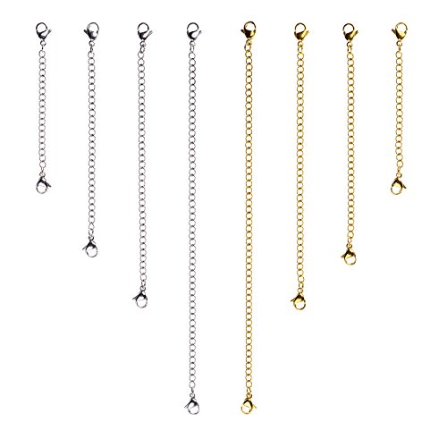 Product Cover D-buy 8 Pcs Stainless Steel Necklace Extender Bracelet Extender Extender Chain Set 4 Different length: 6 inch 4 inch 3 inch 2 inch (4 Gold, 4 Silver)