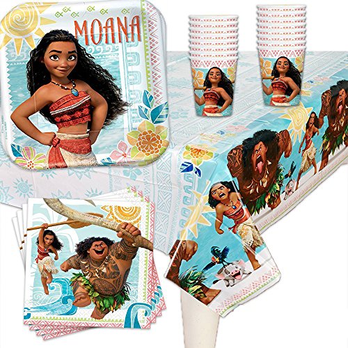 Product Cover Disney Moana Birthday Party Pack (Cups, Tablecover, Plates, Napkins + BONUS) 16 PACK + BONUS Great for kids