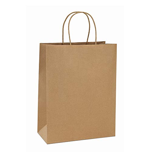 Product Cover BagDream 10x5x13 25Pcs Brown Kraft Paper Bags with Handles Shopping Bags, Merchandise, Retail Bags, Party Bags, Gift Bags in Bulk, 100% Recycled Paper Gift Bags