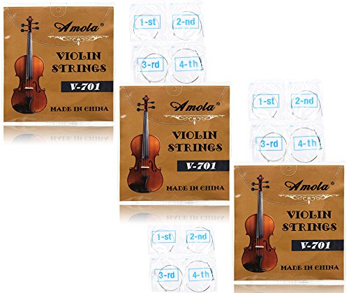 Product Cover 3 Packs Full Set Replacement Stainless Steel 4/4 Size Violin Strings E A D G