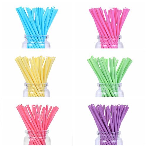 Product Cover 210 count Colored Lollipop Sticks 4 inch 7 Colors (Rose-red, Blue, Yellow, Purple, Green, Watermelon Red, White)