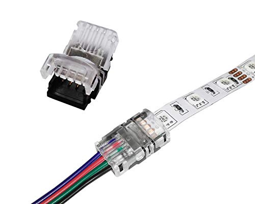 Product Cover Alightings RGB LED Connector for 4Pin 5050 Non-Waterproof LED Strip Lights- Strip to Wire Quick Connection, 20 - 18 AWG Wire No Stripping