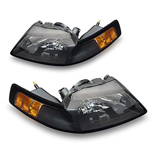 Product Cover Headlamp for 99-04 Ford Mustang Replacement Headlight Assembly kit,[Hight Clarity & Hight Brightness] Black Housing Clear Lens Driving Light